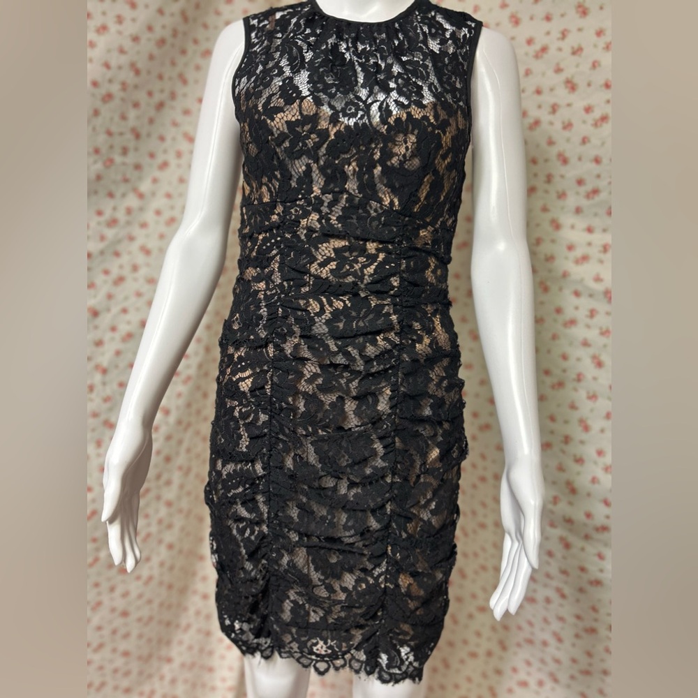 Nanette Lepore Black Lace Sheath Dress With Iridescent Slip